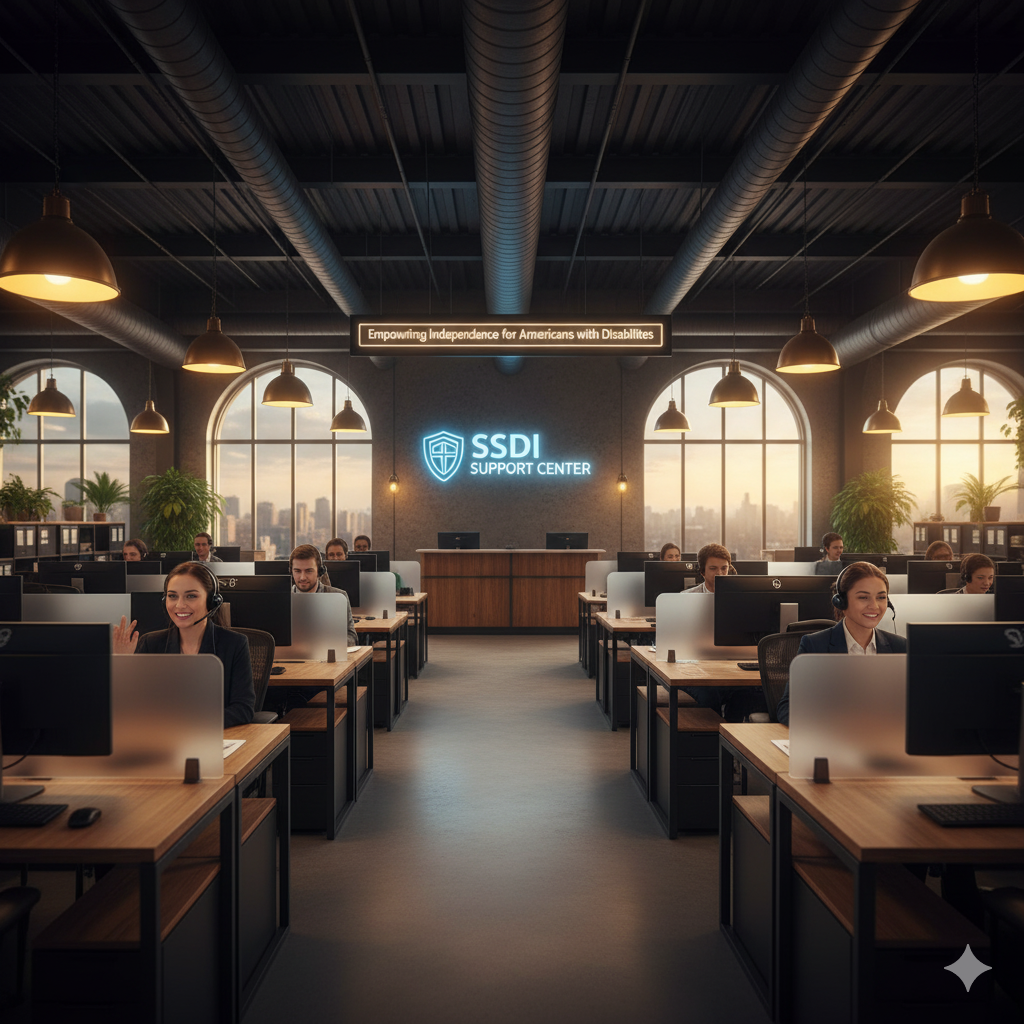 Professional SSDI campaign call center team assisting applicants with disability benefit support.